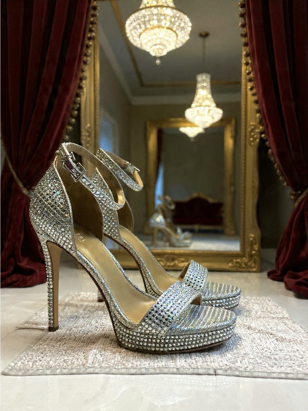 Michael Kors Silver Crystal Embellished Stiletto Sandals - Picture 3 of 8